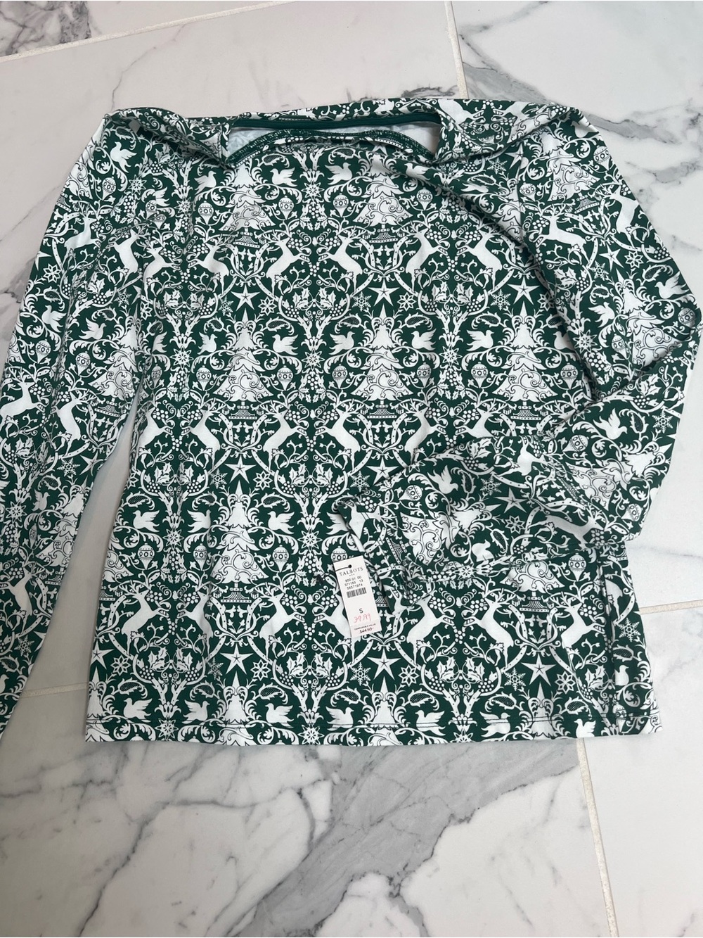 NWT Talbots XmasPatterned Long Sleeve Top